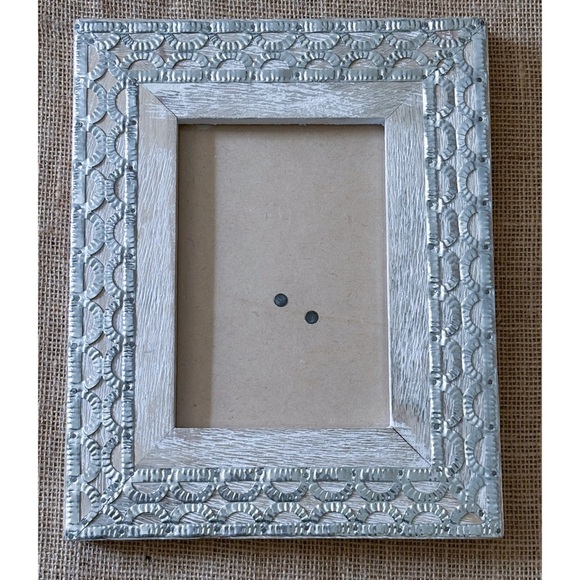 Distressed Wood Hammered Aluminum Picture Frame Rustic Farmhouse Cottage Core - Picture 1 of 5